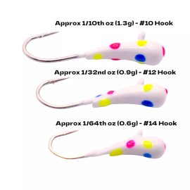 Kenders Outdoors 3 Pack - Tungsten Ice Fishing Jigs - WONDERBREAD (6 Size Variations) - KANOE PROFILE 3.3mm - #14 Hook