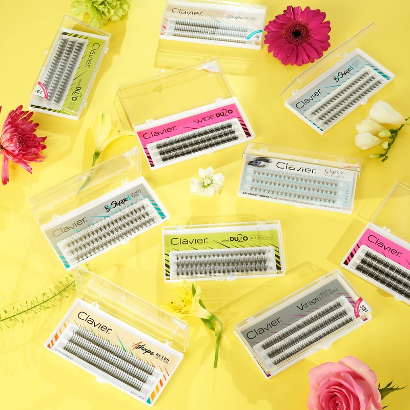 Clavier False Eyelashes in Clusters, Wide Trouble Volume, Eyelashes in