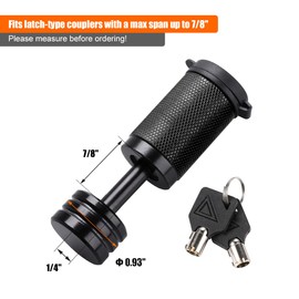 CZC AUTO Cerradura de acoplador de lengüeta de remolque, diámetro de 1/4 pulgadas, 7/8 pulgadas, se adapta a acoplador tipo pestillo para remolque, barco, camión, RV, remolque de coche (2 unidades con llave similar)