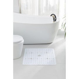 Large Size Non-Slip Shower Mat 27″×27″Square Shower Mats for Shower Room with Drain Holes and Suction Cups