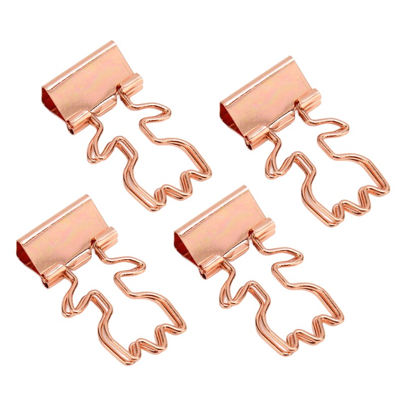 100Pcs Rose Gold Hollowed Long Tail Binder Paper Clips Beautiful