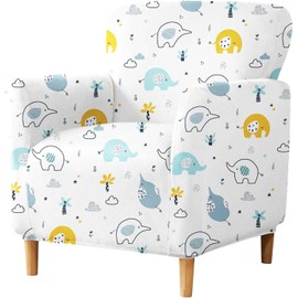 KINGNAM Stretch Chair Covers for Living Room Printed Chair Slipcovers 1-Piece Slip Cover for Armchairs Soft Chair Covers with Arms Wingback Chair Covers Removable Furniture Protector (04)