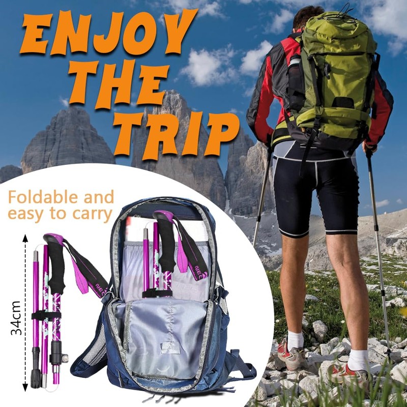 HOVIN Nordic Walking Pole for Women, Aluminium Folding Walking Pole,