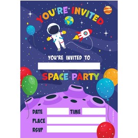 32 Space Party Invites - Kids Childrens Birthday Party Invitations with Envelopes – Designed and Printed in the UK