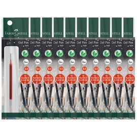 Faber-Castell 27111024 Fast Gel Z Altegel Ballpoint Pen, 0.5mm, Red Refill, Set of 10
