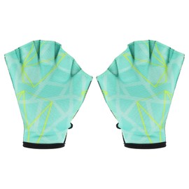 PATIKIL Webbed Swim Gloves, Swimming Aquatic Gloves Printing Water Resistance Training Accessories for Swimming and Diving, L, Light Green