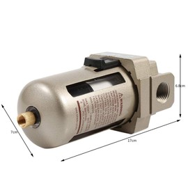 Zerodis 1/2'' Air Filter Compressor Water Moisture Trap Separator Regulator Accessories Aluminum Alloy and PC Material 5μm Rated Rate 4000L/Min