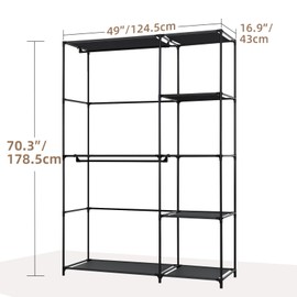 GARPROVM Portable Closet, Freestanding Closet Organizer, Clothes Rack with Shelves, Hanging Rods, Wardrobe Closet, Storage Organizer for Cloakroom, Bedroom