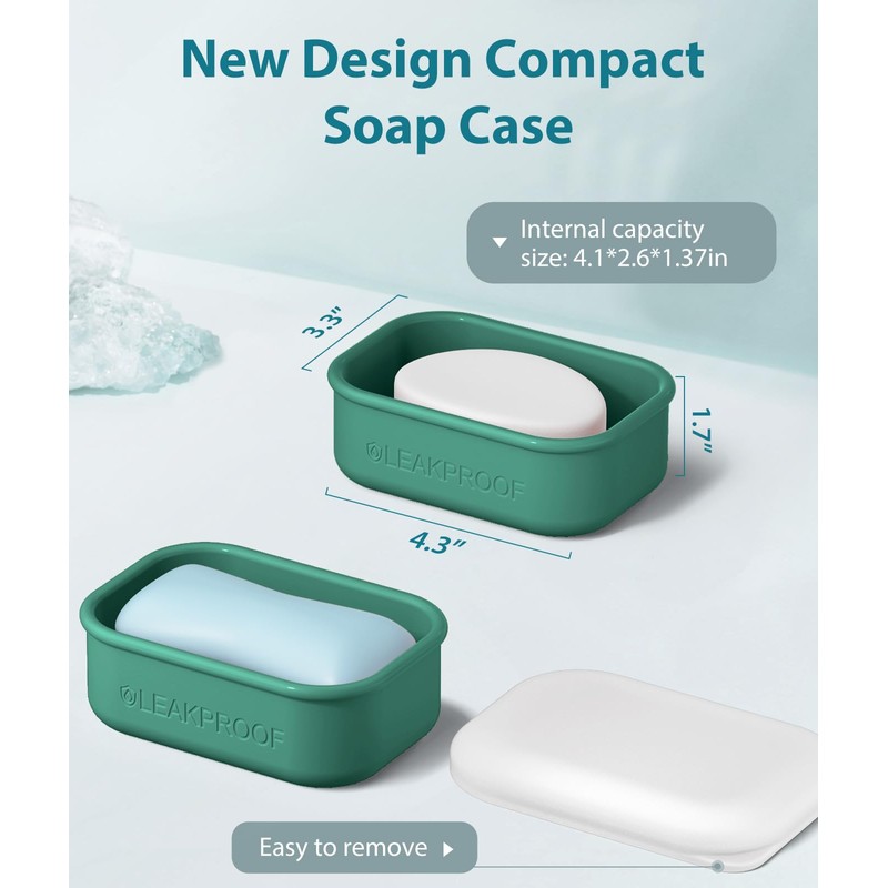 Quatish Compact Leakproof Travel Soap Case, Silicone Soap Box with