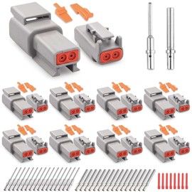 JRready Deutsch 2 Pin Connectors 8 Sets,Waterproof Electrical Wire Connectors with Size 20 Solid Contacts 20-22AWG 16Pairs,ST6330-201 Deutsch DTM Automotive Electrical Connectors Kit for Truck,Marine