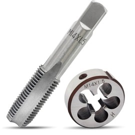 M14X1.5 Tap and Die Set, Metric Right Hand M14 x 1.5 Tap Die Set, 14 x 1.5mm High-Speed Steel Thread Milling Tap and Die Suitable for Various Metals, M14 Thread Tap and Round Thread Die Tool