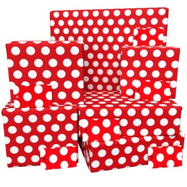 Luxury ECO Gift Wrap - 6 sheets/tags - Polka Dot Red - Birthday - Recycled & Recyclable Wrapping Paper - Re-wrapped