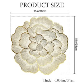 Ktnyl Place Mats Set of 6 Round Gold Heat Resistant Golden Place Mats Washable Round for Party Wedding Restaurant Hotel