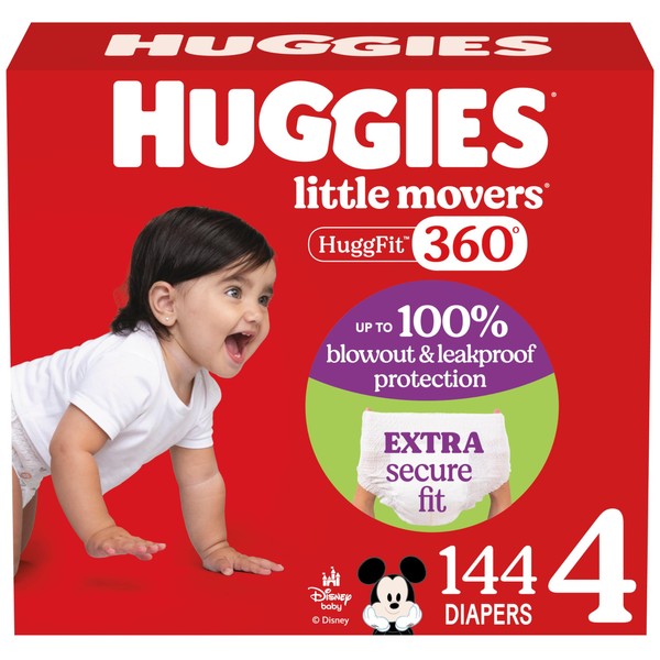 Huggies Size 4 Baby Diapers, Little Movers HuggFit 360° Baby