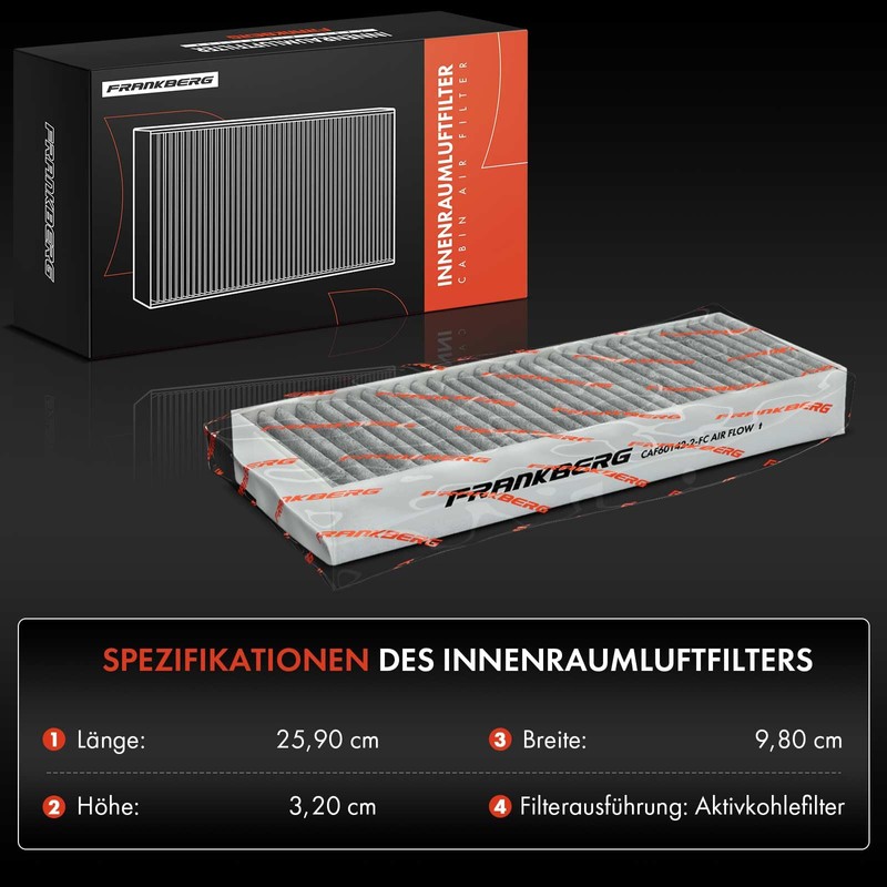 Frankberg 4x Cabin Air Filters with Activated carbon Compatible with