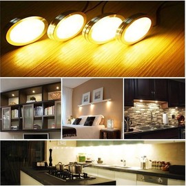 LED Puck Lights, Set of 6, Dimmable Under Cabinet Lighting, Led Under Counter Lighting for Kitchen Closet, Bookcase, Shelf, All Accessories Included:_Warm White - 3000K