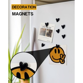 18 Pcs Cute Heart Decorative Magnets，Black Fridge Magnets， Small Home Kitchen Magnets Set Decorative for Office Whiteboards (18 pcs-Black)