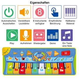 Miavogo Children’s Dance Mat, Piano Mat, 8 Adjustable Volume Levels, 8 Instruments, 10 Keyboards, Music Mat For Boys And Girls