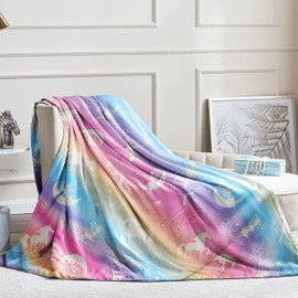 LXTOPN Cuddly blanket for children, unicorn blanket, cuddly blanket, glows in the dark, unicorn gifts for girls, super soft and warm blanket