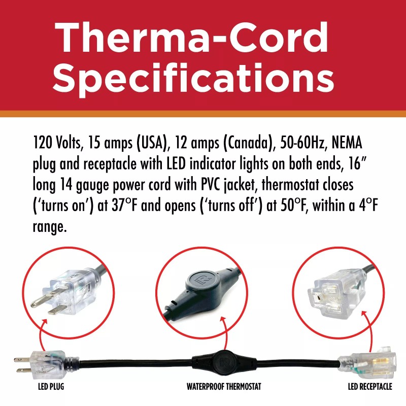 Radiant Solutions ThermaCord TC-2000 Temperature Controlled Thermostat Outlet