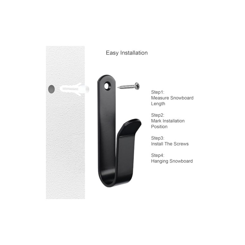 4-Pack Snowboard Wall Mount Clips for Stylish Display