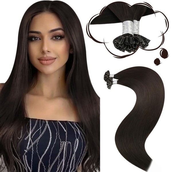 Moresoo U Tip Hair Extensions Human Hair Brown Utip Hair