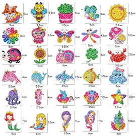 AUAUY Diamond Painting Stickers Kits for Kids, Arts and Crafts for Girls Boys, Easy to DIY Creative Diamond Mosaic Sticker Craft by Numbers Kits for Kids and Adult Beginners (30PCS Mermaid)