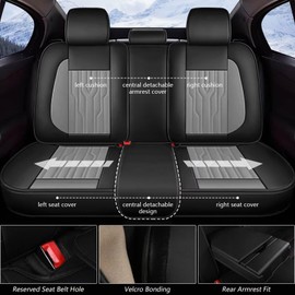 YORKNEIC Fit for kia NIRO Seat Covers Full Set 2017-2023 2024: 5 Seats Waterproof Leather Car Seat Covers Protector (2 Row 5 Seat, Black & Grey)