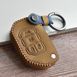 SANRILY 4-Button Flip Key Fob Case for Jeep Wrangler Gladiator 2018 2019 2020 Keyless Remote Keychain Holder Leather Key Protector Case Brown