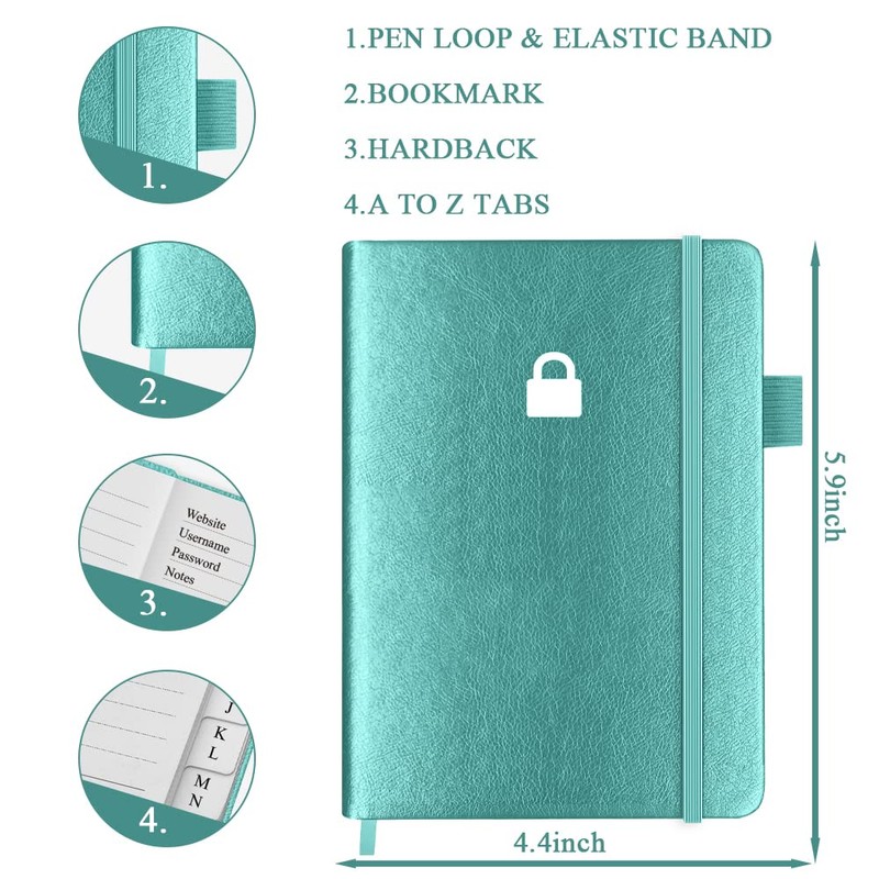 Hardcover Password Book with Alphabetical Tabs - Internet Password Keeper