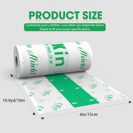 INKin Derm Shield Tattoo Aftercare Bandage Roll 6 in X 10.9 Y, Clear Second Skin Tattoo Cover Tape Wraps for Faster Healing and Protection - Sterile, Waterproof Adheisve Bandages