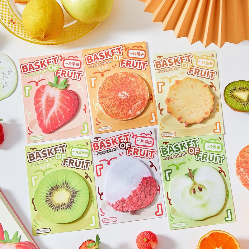 Teadokly 12PCS Funny Fruit Shaped Sticky Notes, Strawberry Sticky Notepad,