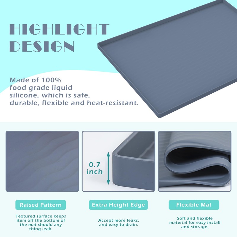 URMONA Waterproof Silicone Under Sink Mat 19'' x 12'' Shelf