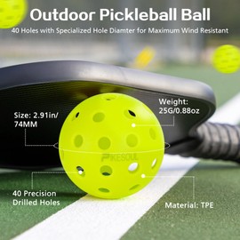 PIKESOUL Pikleball Balls, 4 Pack of 40 Hole Outdoor Pickleball Balls, High Bounce and Visibility, Durable and Balanced Pickleball Balls for All Pickleball Paddles & All Skill Levels - Green