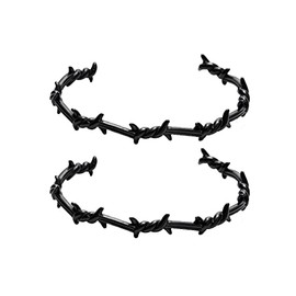 COLORFUL BLING Adjustable Punk Twist 2Pcs Barbed Wire Thorns Chunky Brambles Safety Spur Link Chain Bracelet Set Couple Friendship Hip Hop Rock Cool Cuff Bangle Jewelry-black cuff