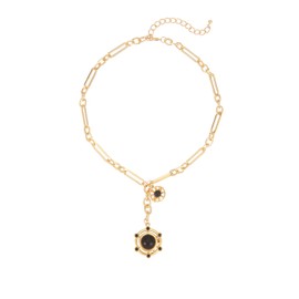 SHANG JIURUI 18K Gold-tone Plated Necklace for Women Chunky Agate Pendent Necklaces Choker Dianty Unisex(N505C)