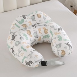 BABYLIAN Nursing Pillow for Breastfeeding,Ergonomic Baby Feeding Pillows with Removable Washable Cotton Slipcover, Adjustable Waist Strap,Plus Size,More Support for Mom and Baby(Nordic Animal World)