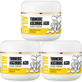AILKE Natural Turmeric Acne Remove Face Cream, Brightening, Reduce Blackheads, Pimples, With Niacinamide and Multiple Plant Extracts, Clean Skin, Unclog Pores, 50g (Pack of 3)