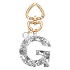 PATIKIL Alphabet Initial Letter Keychain, Cute Heart Crystal Keychains Car Keyring Letter G Pendant Charm Key Chain for Key Wallet Purse Handbag Backpack, Silver