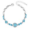 Women Heart Cut Crystal Rhinestone Simulated Aqumarine White Gold Plated