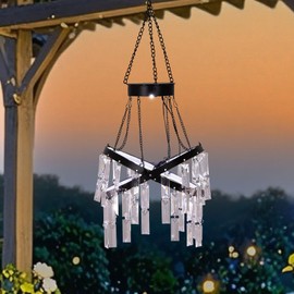 Solar Hanging Crystal Chandelier Outdoor Garden Decorative Lights Bright White 5ft LED Strip Waterproof Hanging Lantern for Garden, Yard, Patio, Gazebo, Party, Wedding Style 1