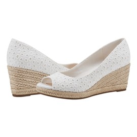 Bandolino Women's NURI Wedge Sandal, White 140, 5