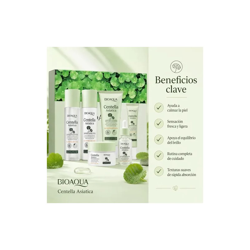 Kit Facial Centella Asiática Suaviza Regenera Hidrata 6 Pza