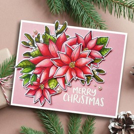 Briartw Christmas Flower Clear Stamps and Cutting Dies Set for Card Making,DIY Scrapbook,Cards and Invitations,Create Poinsettia Flower Xmas Cards Festive Greetings,Embossing Decoration Metal Stencil