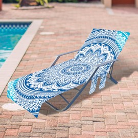 Funda de microfibra para silla de playa, para piscina, tumbona, tumbona, sillas de patio al aire última intervensión y funda reclinable, funda para silla de salón con bolsillos laterales, toallas de