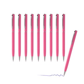 sin4sey Ballpoint Pen Set of 10 Slim Design Elegant Aluminium Ballpoint Pens (Pink)