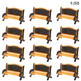 Evemodel 12pcs Model Trains O Scale 1:50 Platform Park Street Seat Bench Chair ZY34050OB