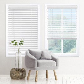 DEZ FURNISHINGS Cordless 2" Signature Faux Wood Blind, 30" W x 60" H, Embossed White