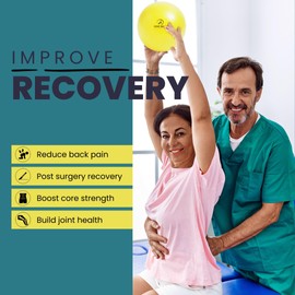 ProBody Pilates Ball, Exercise Balls Physical Therapy - 9 Inch Small Exercise Ball for Between Knees for Rehab, Barre, Core, Stability & Yoga, Physical Therapy Ball for Back Pain (Yellow)