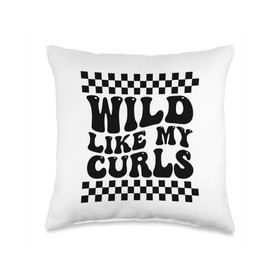 Wild Like My Curls Cute Curly Hair Funny Throw Pillow